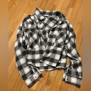 Cropped Plaid Button Up